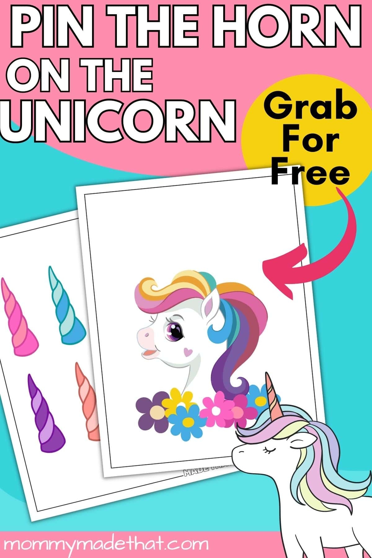 Pin The Horn On The Unicorn Cute Free Printable 