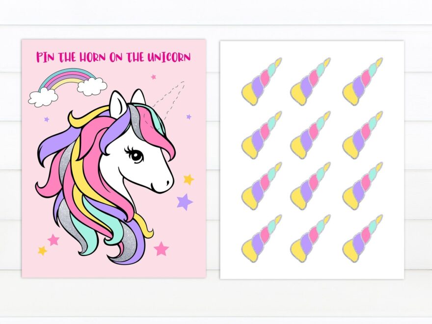 Pin The Horn On The Unicorn Printable Birthday Party Game Etsy
