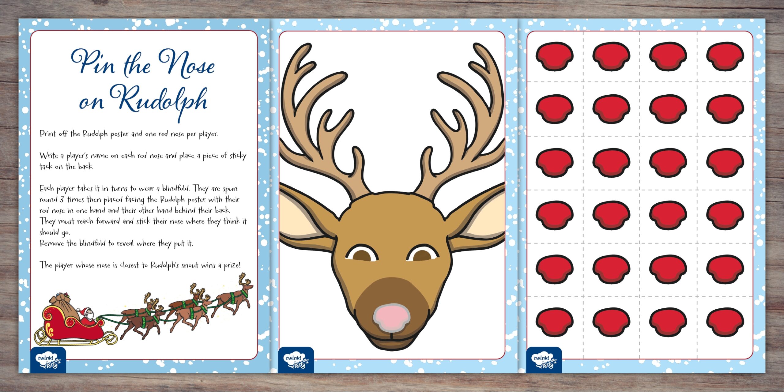 Pin The Nose On Rudolph Printable Game Twinkl Party