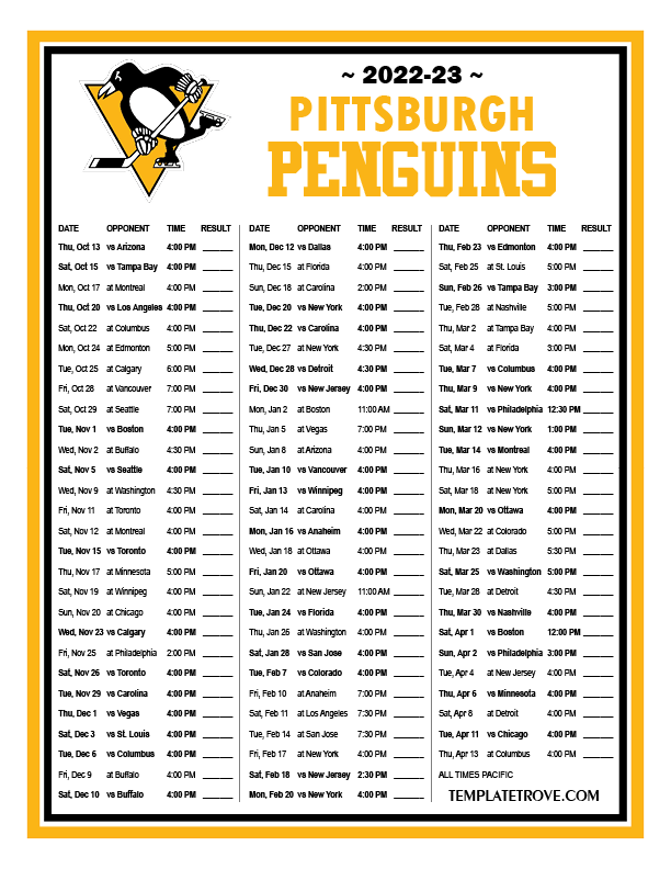 Pittsburgh Penguins Calendar 2025 Jake DarnellSmith