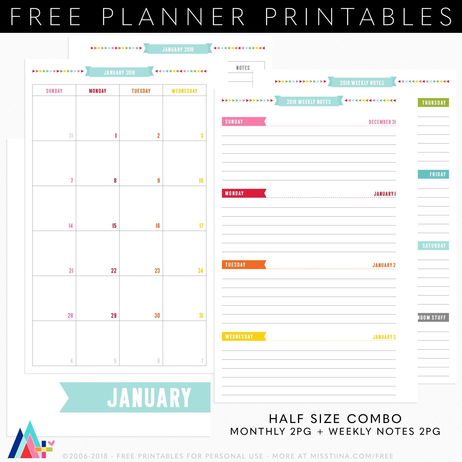 Free Half Sheet Planner Printables