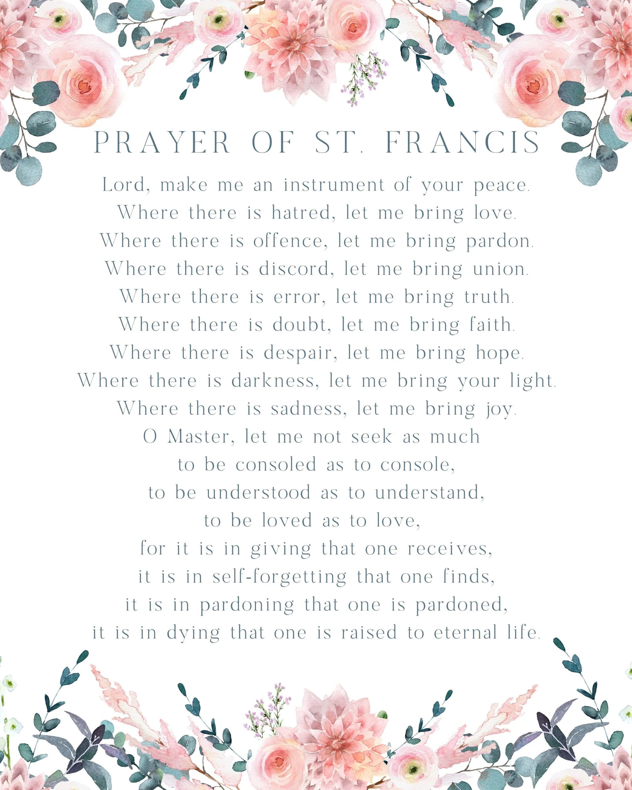 Prayer Of St Francis Printable Educational Printable Worksheets