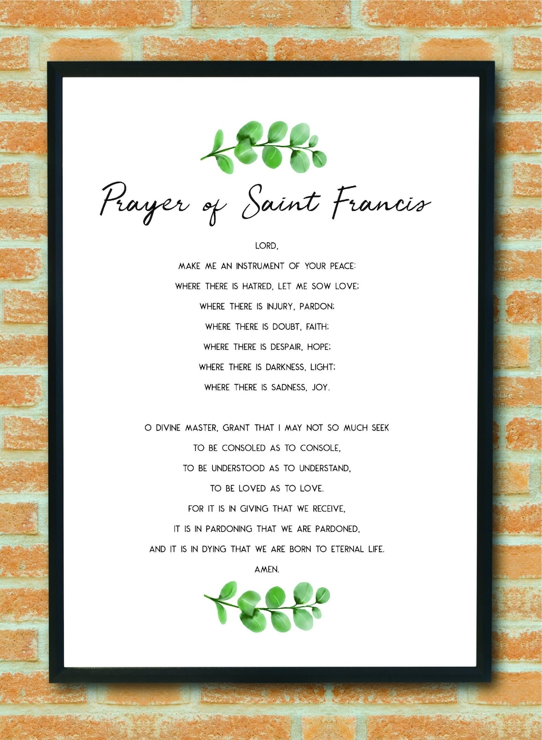 Prayer St Francis Printable Peace Prayer Of Saint Francis St Etsy