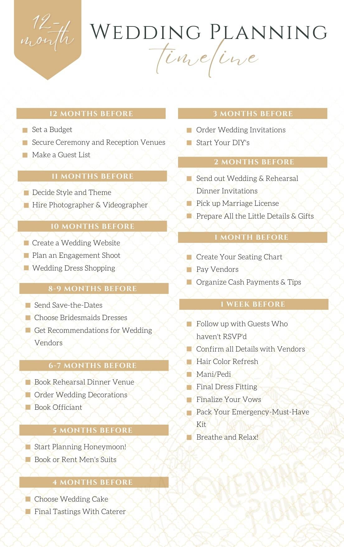 Printable 6 Month Wedding Timeline Checklist
