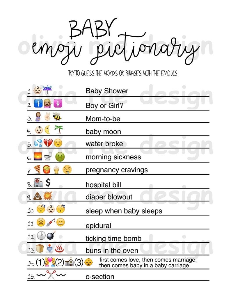Baby Shower Emoji Pictionary Free Printable