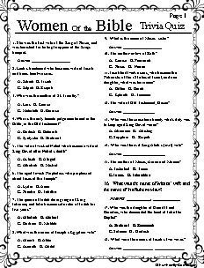 Printable Bible Trivia Questions And Answers Multiple Choice