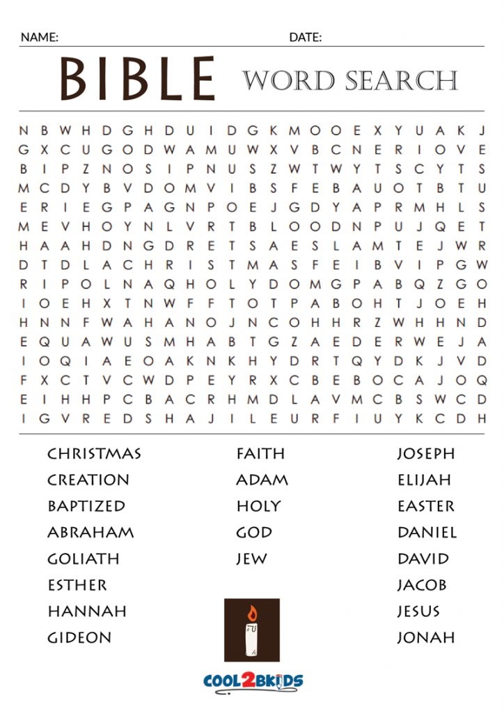 Printable ChildrenS Bible Word Search Puzzles