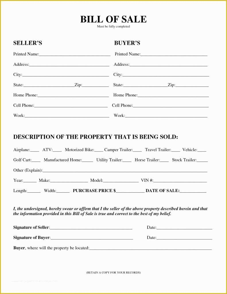 Printable Bill Of Sale Ga