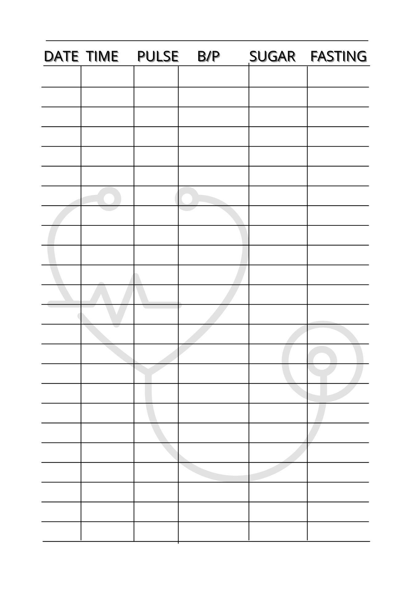 Printable Blood Pressure Log Wallet Size
