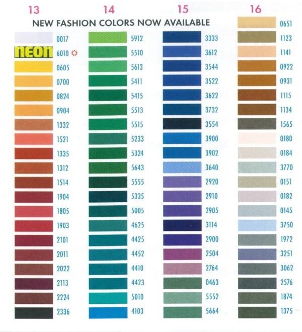 Printable Brother Thread Color Chart