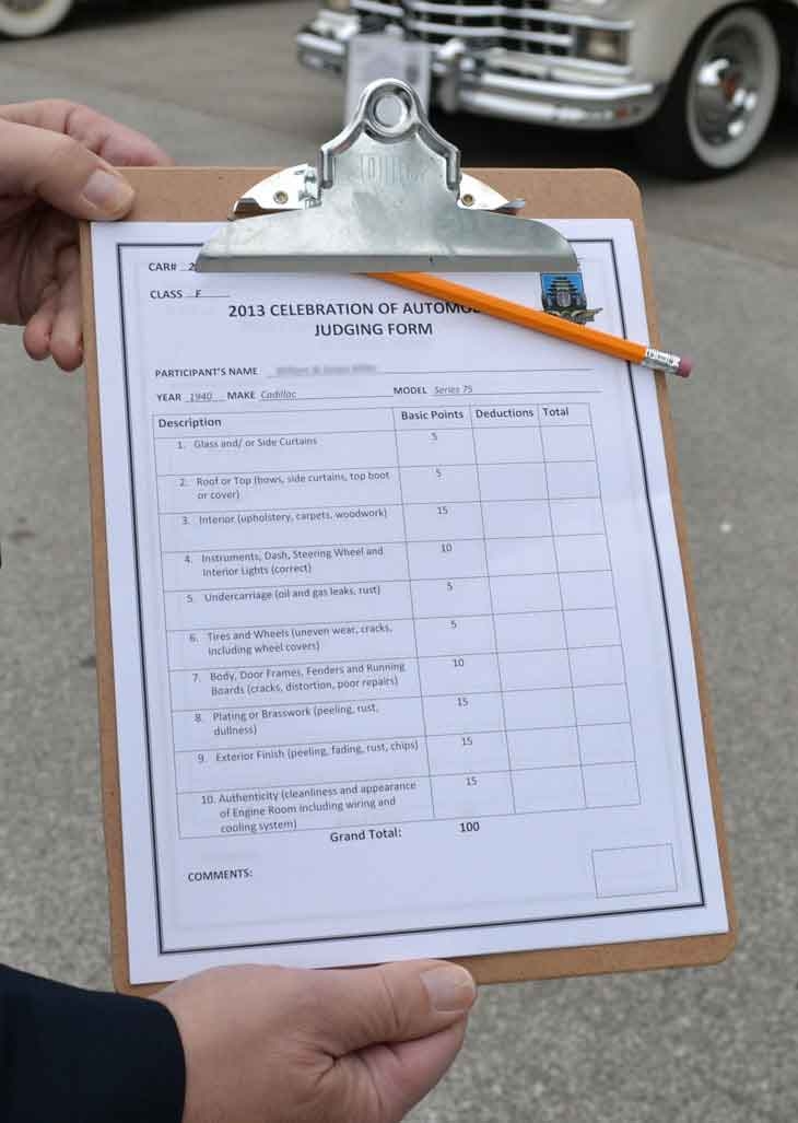 Printable Car Show Judging Sheet