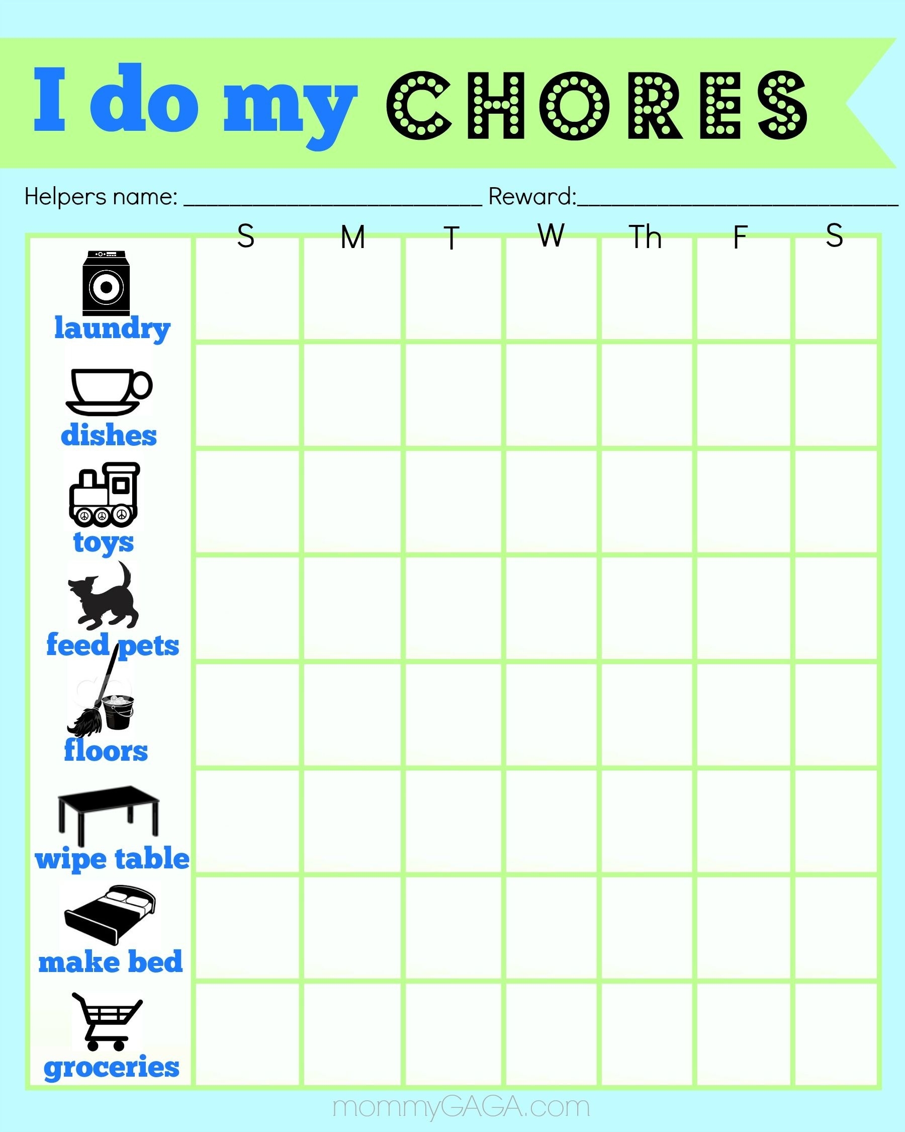 Printable Chore Chart For 6 Year Old Boy Image To U