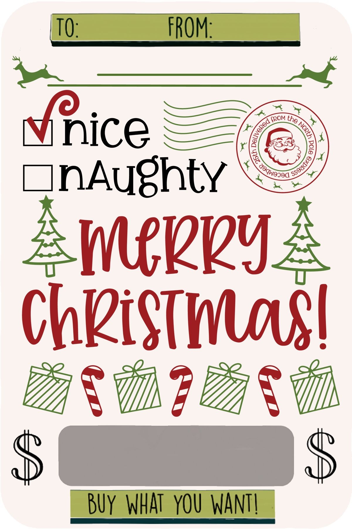 Printable Christmas Money Cards