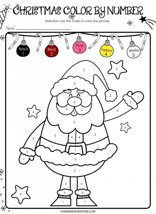 Printable Christmas Number Coloring Pages