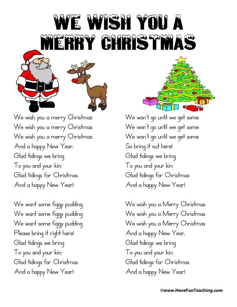 Printable Christmas Song Lyrics Have Fun Teaching