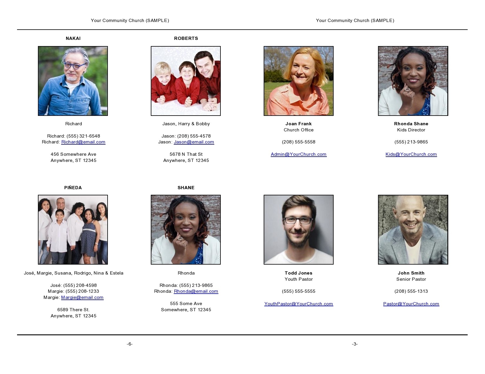 Printable Church Directory