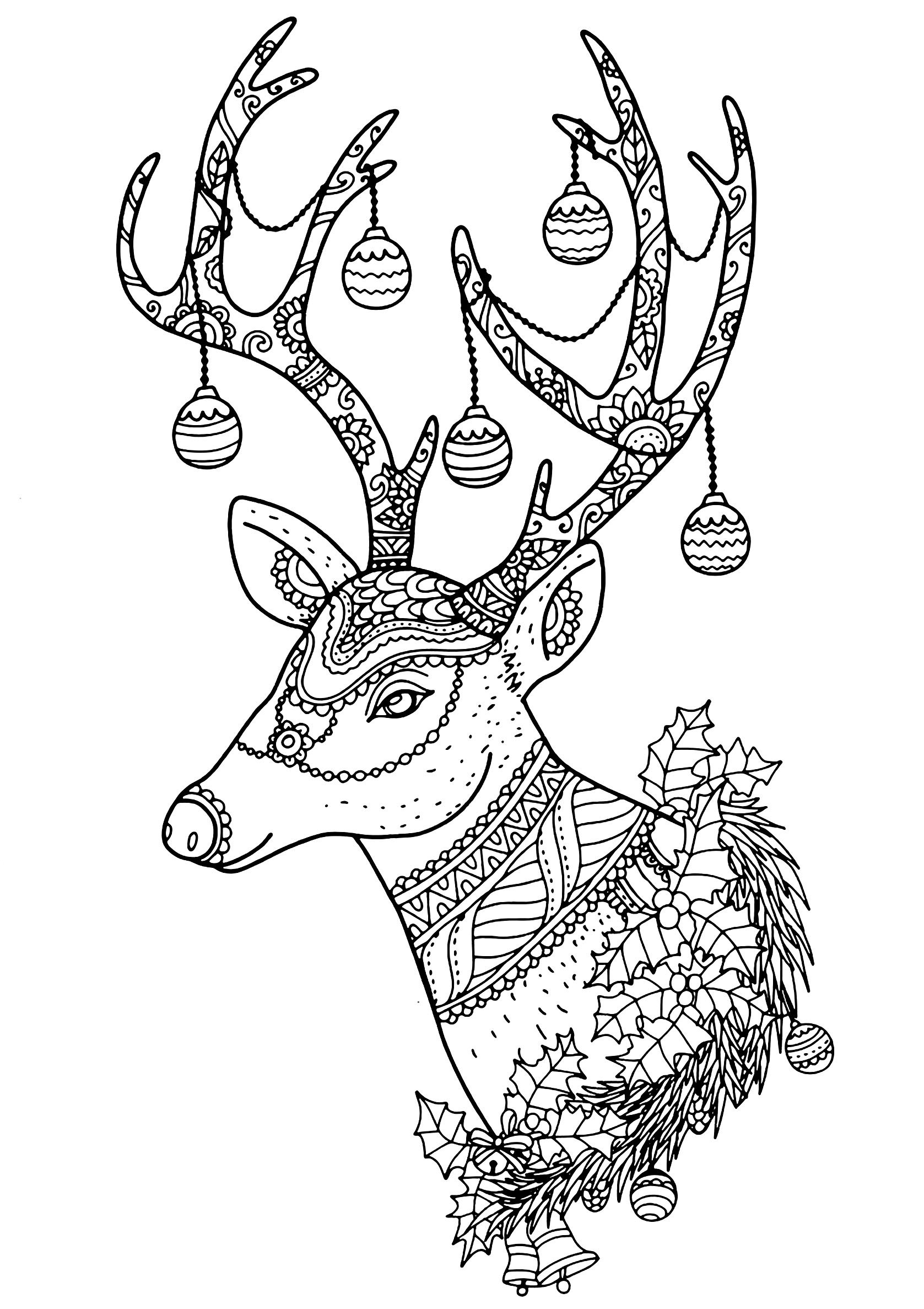 Printable Coloring Pages Christmas Reindeer Christmas Coloring Pages 