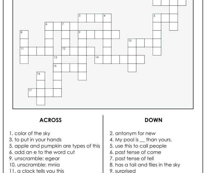 Printable Crossword Puzzles Grade 4 Printable JD