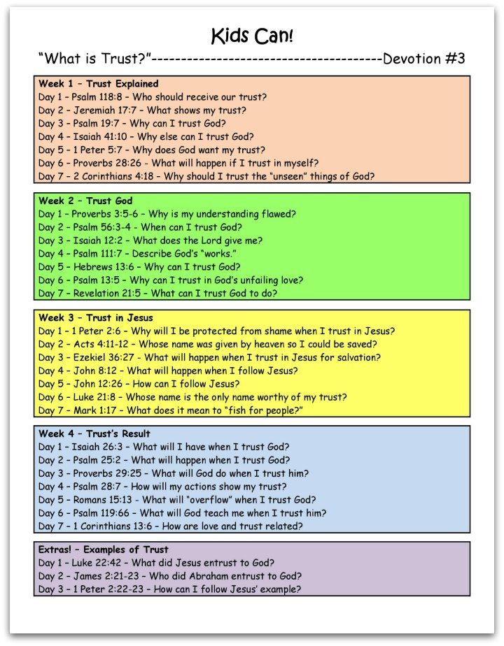 Printable Daily Devotions For Youth