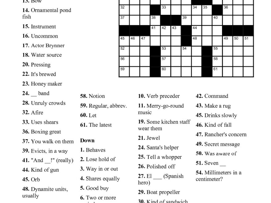 Printable Easy Crossword Puzzles For Adults Free Printable JD