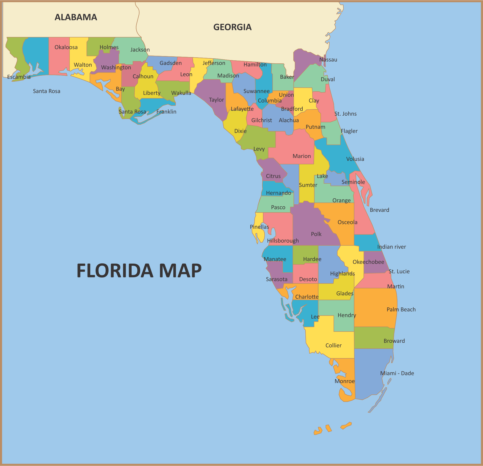 Printable Florida Map With Cities