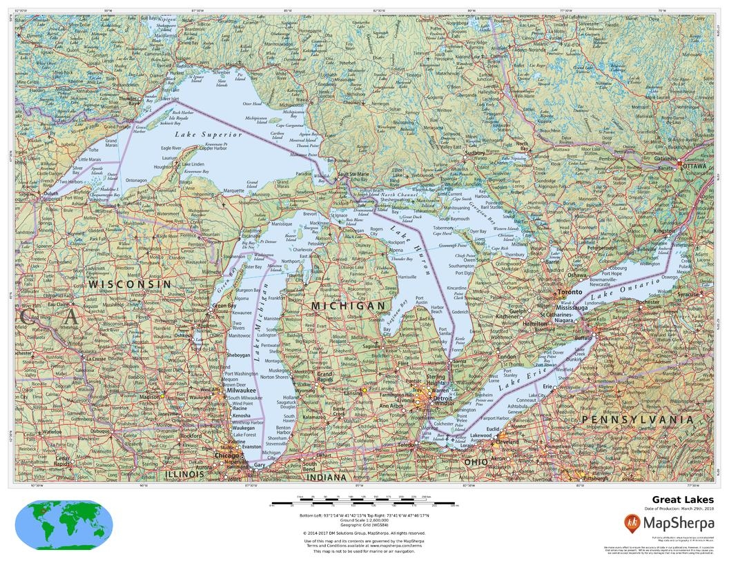 Free Printable Map Of The Great Lakes