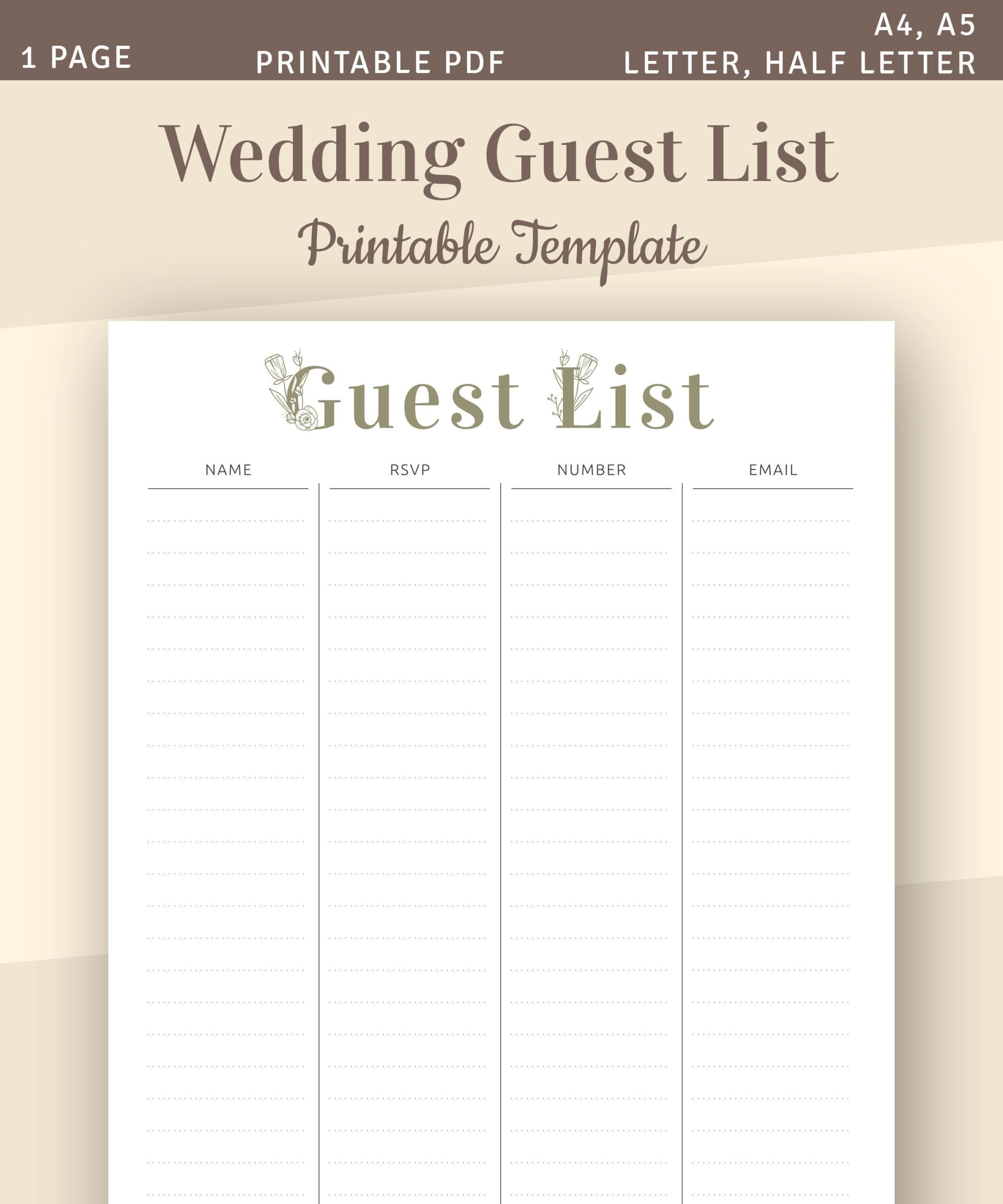 Printable Guest List Template