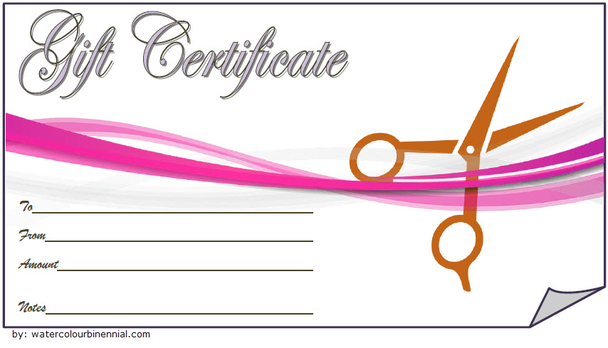 Printable Hair Salon Gift Certificate Template Free Main Design 