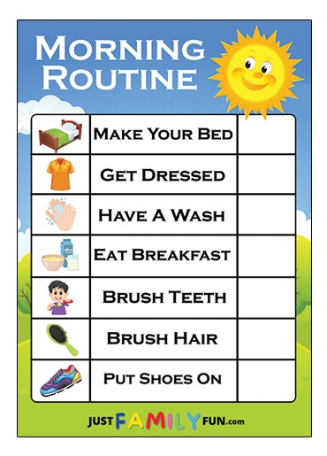 Printable Kids Morning Routine Chart With Pictures