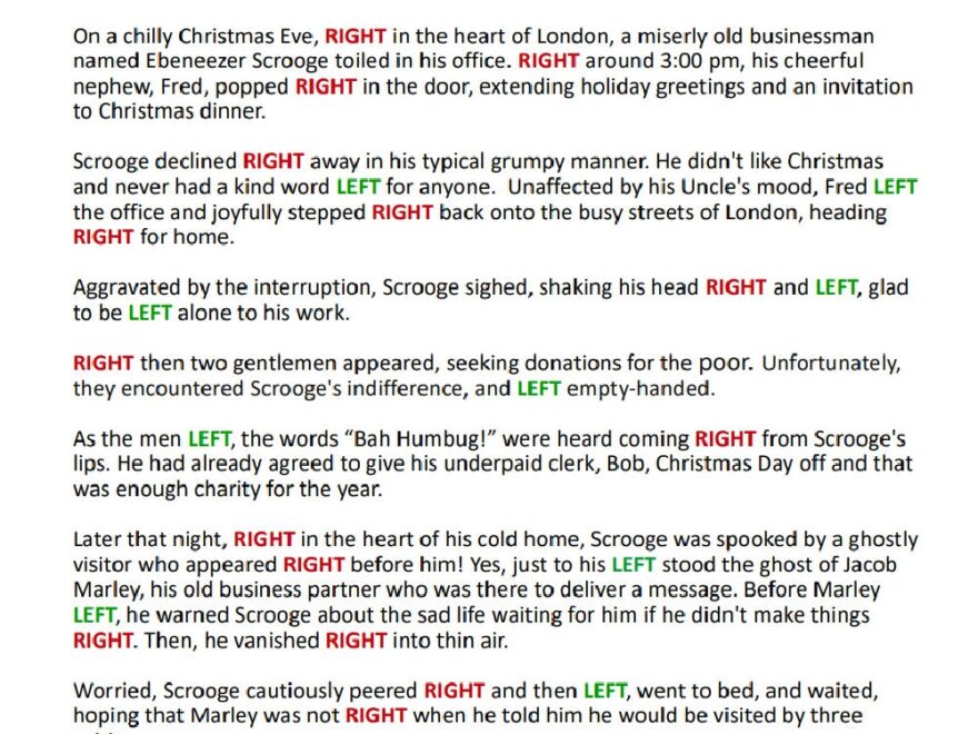 Printable Left Right Christmas Game Story Of Scrooge