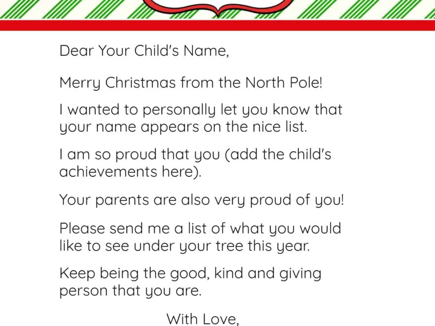 Printable Letter From Santa Template Free Printable Templates Free