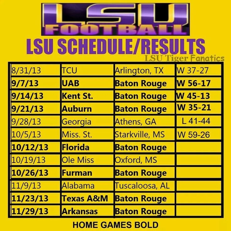 Lsu Football Schedule 2025 Printable