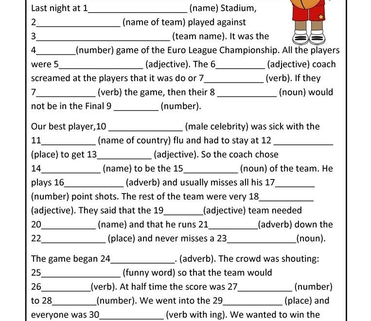 Printable Mad Libs For Middle School Gerald Printable