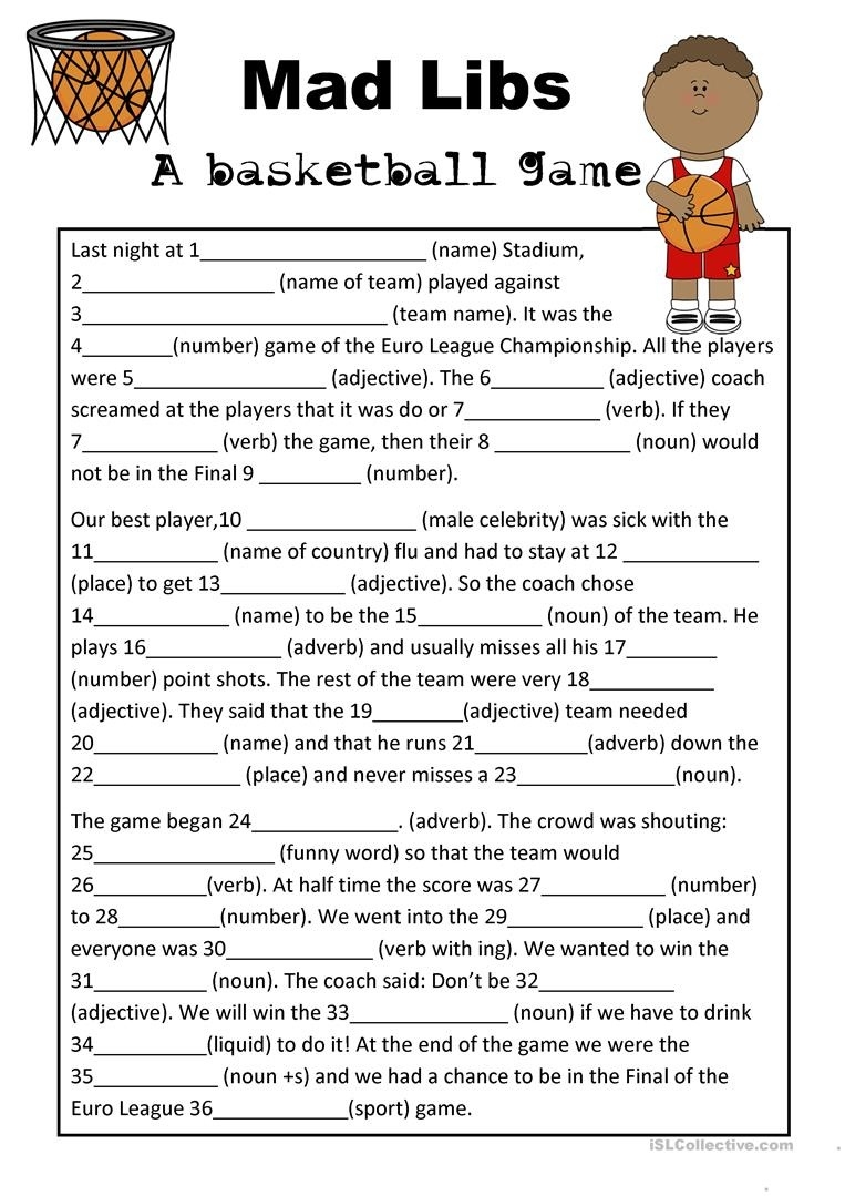 Printable Mad Libs For Middle School Gerald Printable