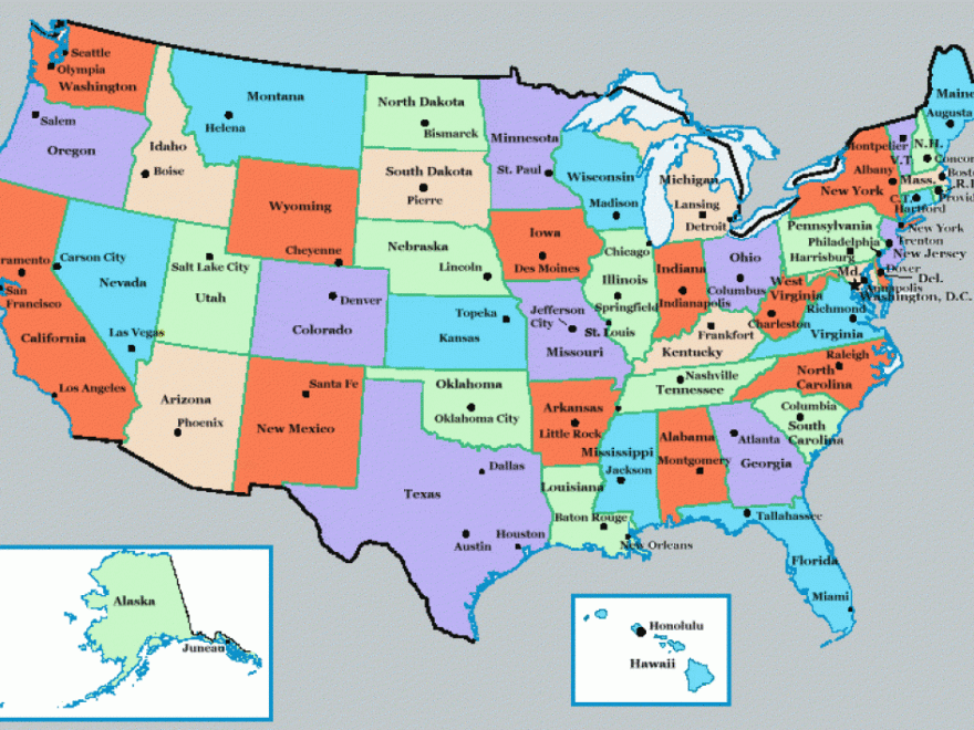 Printable Map With States And Capitals Ruby Printable Map