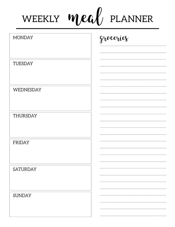 Printable Meal Planner With Grocery List