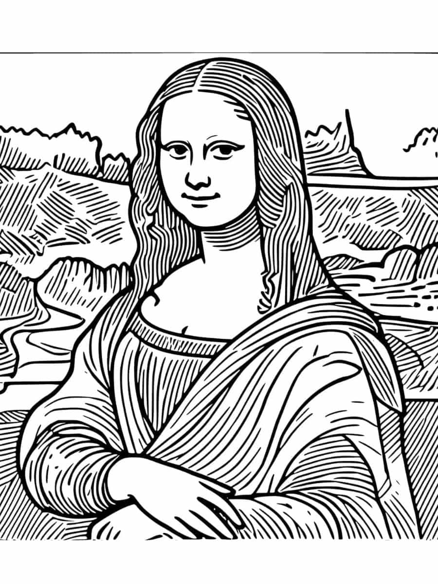 Printable Mona Lisa Coloring Pages Free For Kids And Adults