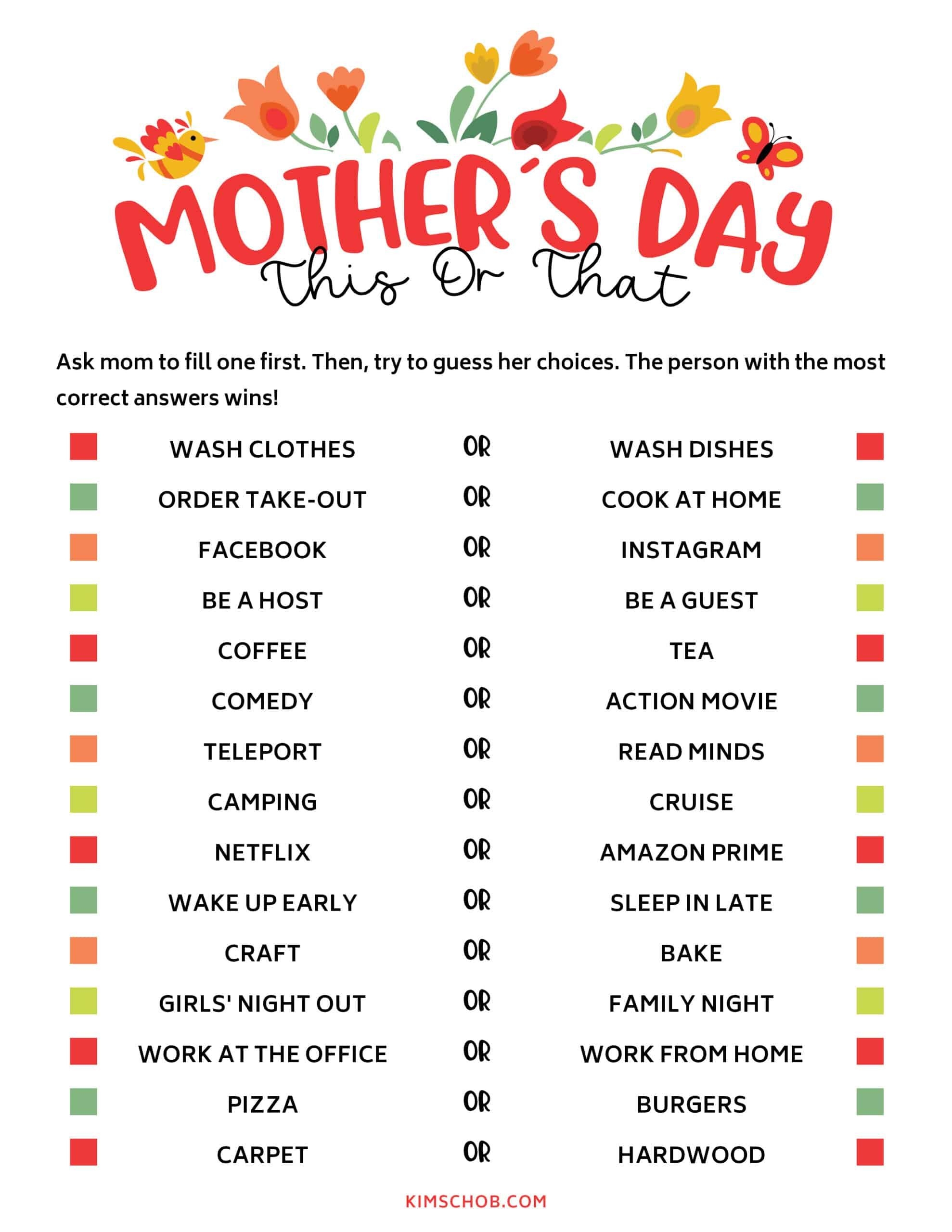 Free Printable MotherS Day Games For Adults