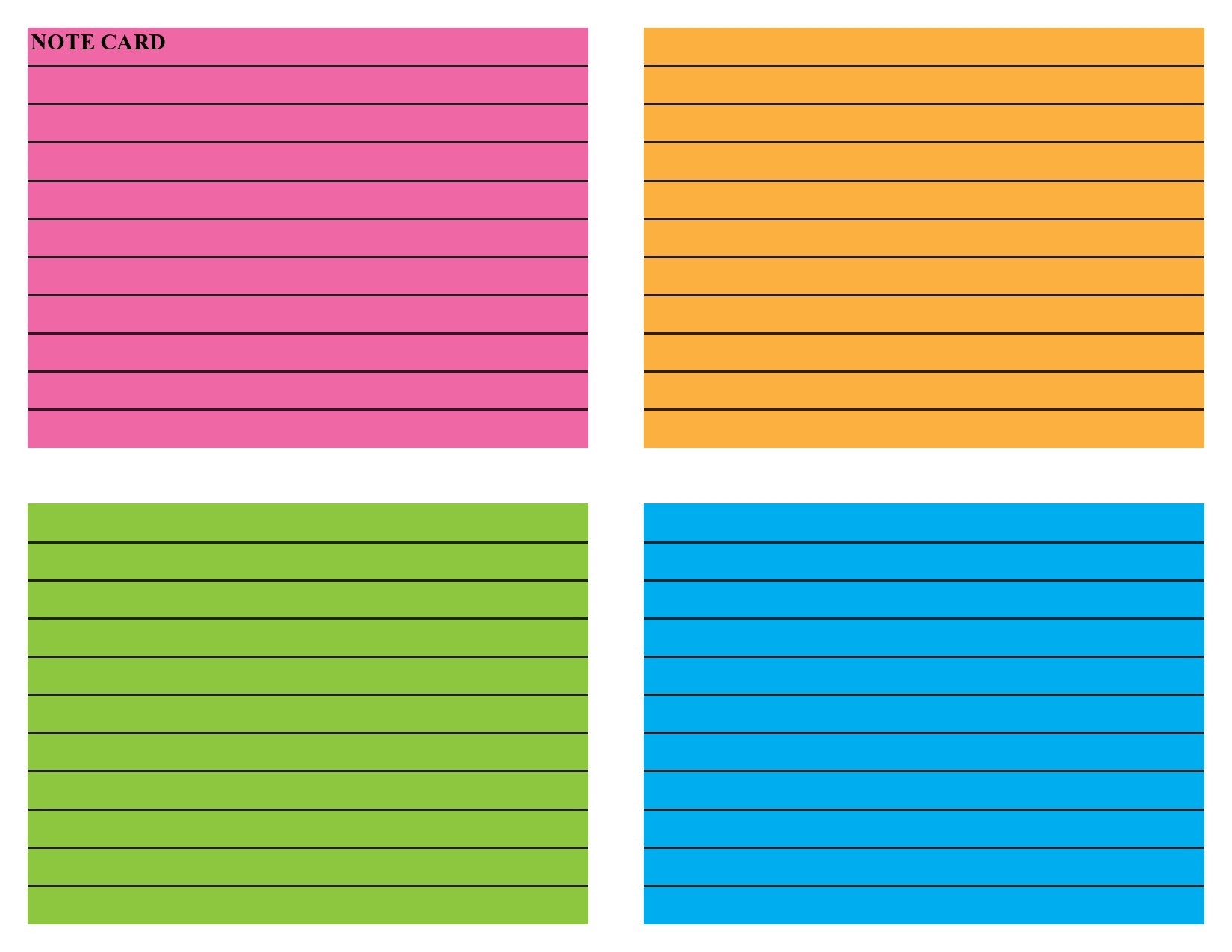 Printable Note Cards Template