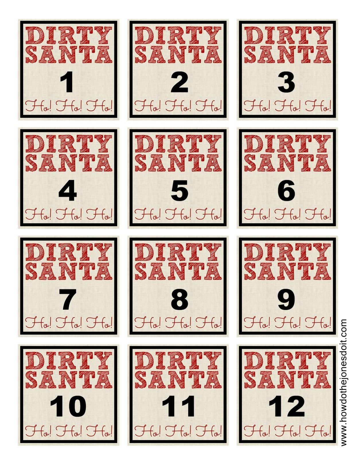 Dirty Santa Christmas Carols Printable