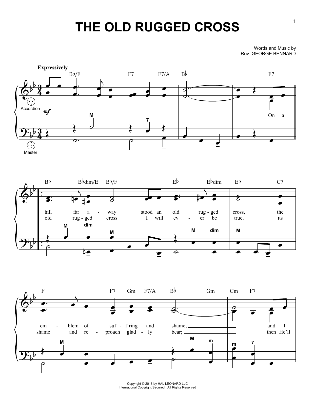 Printable Old Rugged Cross Sheet Music