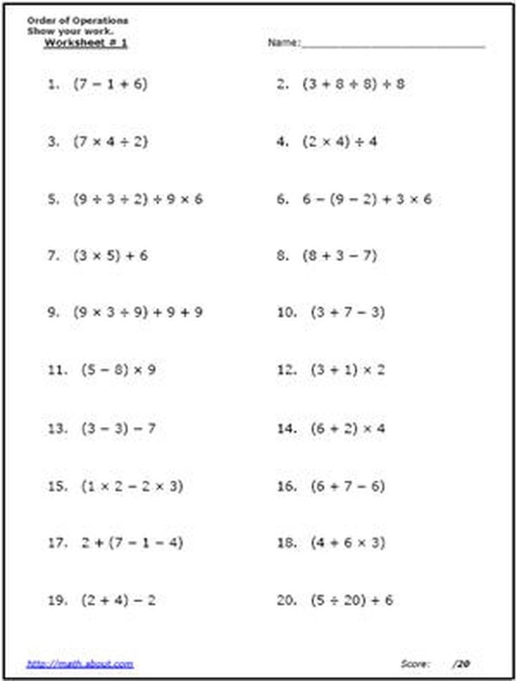 Printable Order Of Operations Worksheets With Answers Printable 