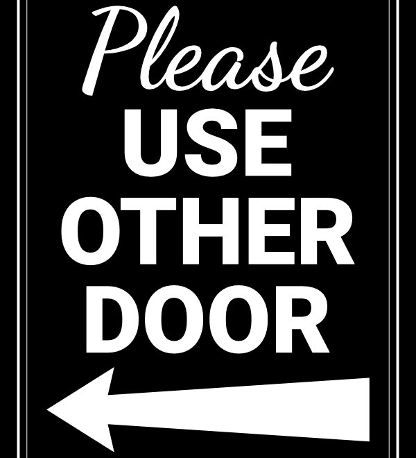 Printable Please Use Other Door Left Arrow Sign