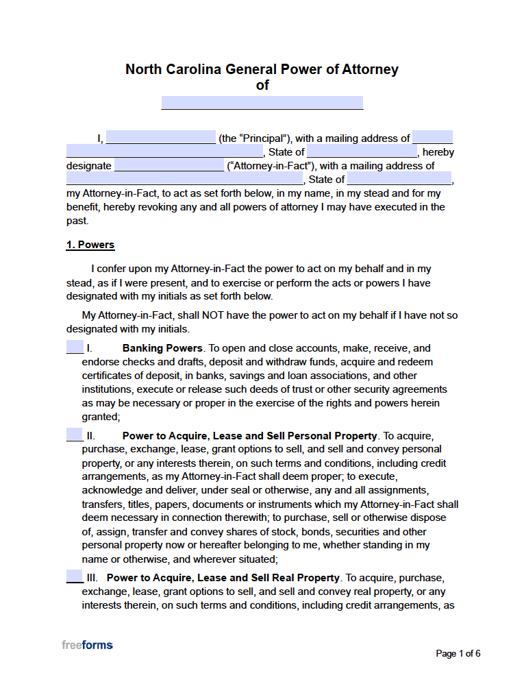 Printable Power Of Attorney Form Nc Printable Form 20 Vrogue co