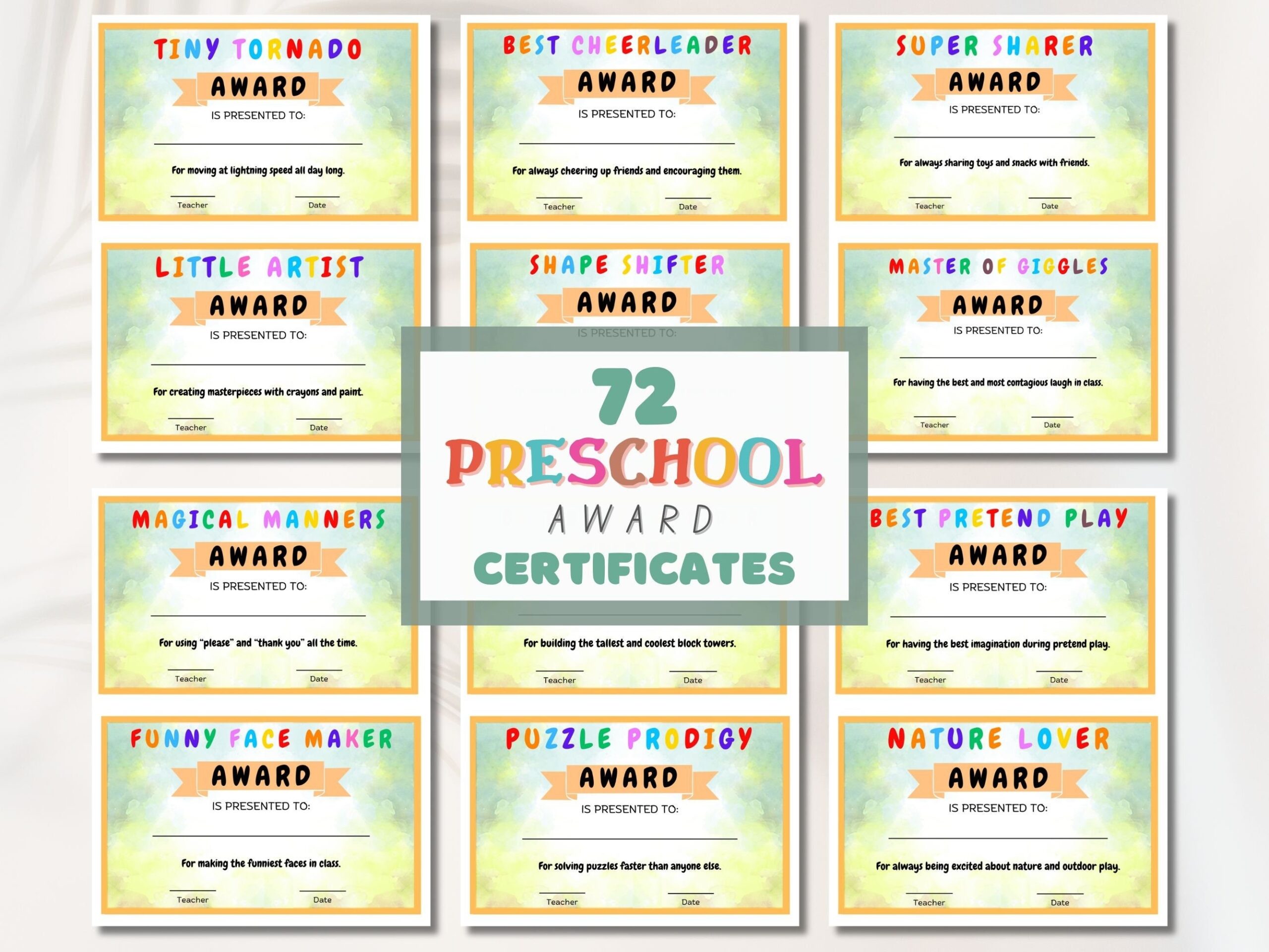 Printable Preschool Awards Certificates Editable Pre k School 