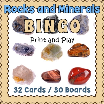 Printable Rocks And Minerals Activity BINGO Game Matching Cards