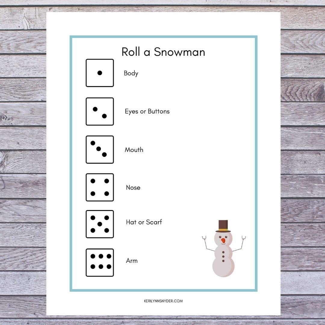 Printable Roll A Snowman Game Intentional Living