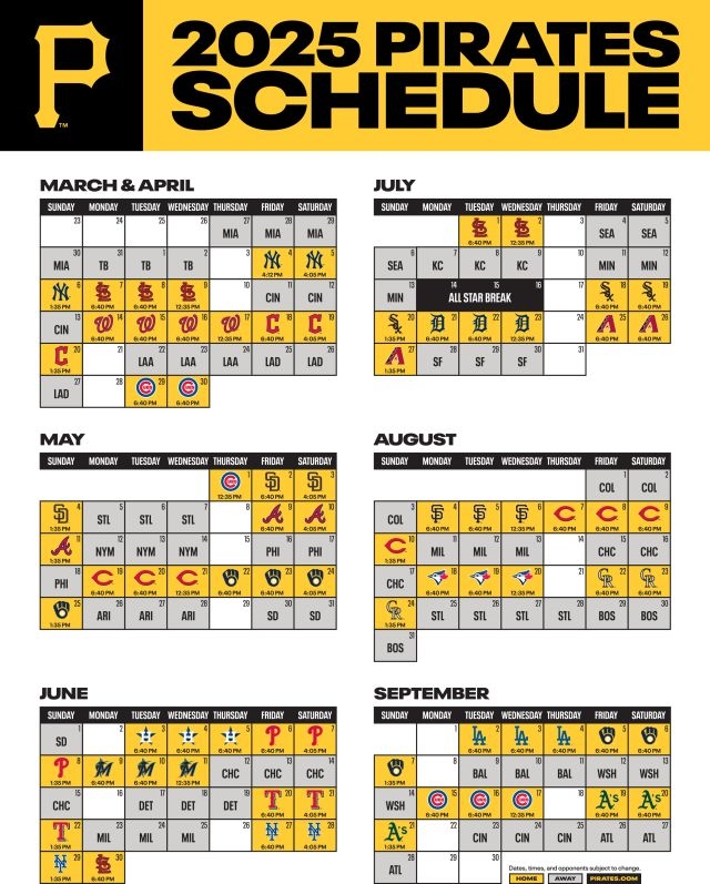 Printable Schedule Pittsburgh Pirates