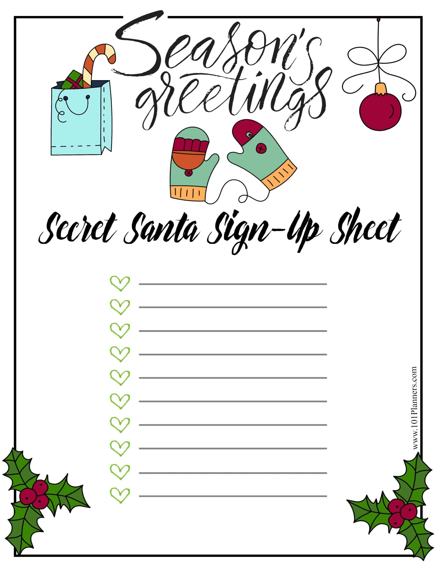 Printable Secret Santa Wish Lists