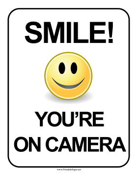 Smile YouRe On Camera Sign Printable